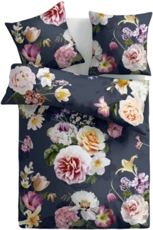 Bettwäsche-Set (135x200cm) - Renforce Flower Blue
