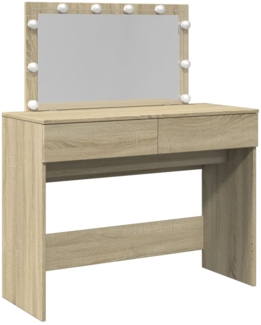vidaXL Schminktisch mit LED-Lichterkette, Holzwerkstoff sonoma-eiche, 100 x 40 x 120 cm