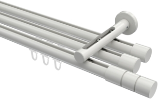 Innenlauf-Gardinenstangen-Set Siteno Elanto 160 cm, 3-läufig, 20 mm Ø Weiß