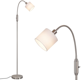 ZMH Stehlampe Wohnzimmer Modern Stehleuchte E14 Vintage Stoff Bogenlampe 360° Drehbarer kippschalter Weiß Boho Standlampe Metall Design Standleuchte für Schlafzimmer Büro ohne Leuchtmittel