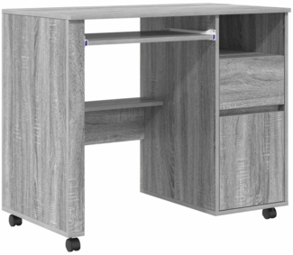 vidaXL Tisch mit Rollen mit Regal Grau 91 x 50 x 77 cm Holzwerkstoff 869535