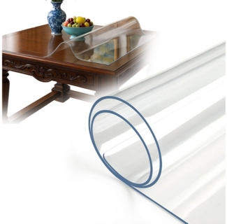 HEYHIPPO Tischdecke PVC transparente Tischdecke 90×150cm Tischplattenschutz Tischabdeckung (Geruchloses Tischset aus weichem Glas, 1,5 mm dick, verschleißfest), Wasserfeste, schmutzabweisende und durchdringungssichere Tischauflage