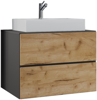 VCM Badmöbel Waschtisch Lendas 915284 Anthrazit / Honig-Eiche H. 52 x B. 60 x T. 52 cm