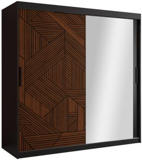 Kleiderschrank Monkis II 180 cm (Farbe: Schwarz Matt / Dunkel Nuss, ohne Schubladen )