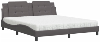 vidaXL Bett mit Matratze "Zadar" Grau 180x200 cm Kunstleder 3208883
