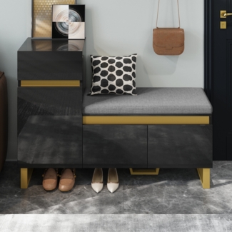 Schuhschrank 120 x 35 x 85 cm mit Sitzbank – moderner Stauraum für den Eingangsbereich