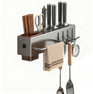 Jumpeak Messerblock Multifunktionales Messerregal,einteiliges Küchenregal ohne Stanzen, messerblock ohne messer,lochfrei,wandmontiert,Wandhalter für Messer