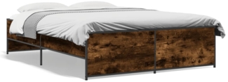 vidaXL Bettgestell Räuchereiche 135x190 cm Holzwerkstoff und Metall 3279904