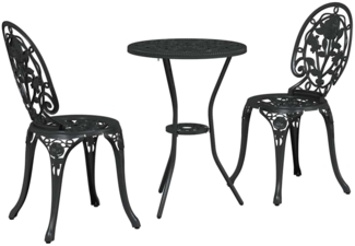 vidaXL Garten Bistro Set 3 pcs Schwarz Aluminium 42002387