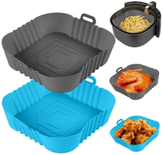 ZEUOPQ Backform Silikonform 2Stück Heißluftfritteuse für Backofen,Mikrowelle,Air Fryer, (Silikon-Einlagen-Set für Heißluftfritteusen, ideal für vielseitiges Kochen 2-tlg), Antihaftbeschichtung,erhöhter Rand,hitzebeständig,gute Luftzirkulation