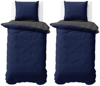 Visaggio Bettwäsche Mikrofaser Allergiker geeignet Doubleface Wendebettwäsche, Microfaser, 4 teilig, Modern Uni Doubleface Wendebettwäsche