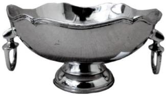 Casa Padrino Luxus Messing Schüssel mit Steigbügel Tragegriffen Silber Ø 23 x H. 13 cm - Deko Accessoires