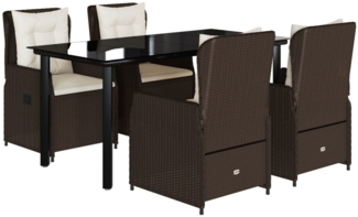 vidaXL 5-tlg. Garten-Essgruppe mit Kissen Braun Poly Rattan 3262850