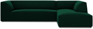 Micadoni 4-Sitzer Samtstoff Modular Ecke rechts Sofa Ruby | Bezug Bottle Green | Beinfarbe Black Plastic