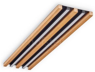 hofstein Deckenleuchte dimmbare Deckenlampe aus Metall/Holz/Kunststoff in Schwarz/Natur/Weiß, LED fest integriert, 2700 - 6500 Kelvin, 30 Watt, 3500 Lumen, dimmbar/Lichtfarbe änderbar über Lichtschalter