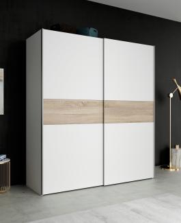 Kleiderschrank >LONGLINE< in Weiss / Sonoma Eiche - 170,3x190,5x61,2cm (BxHxT)