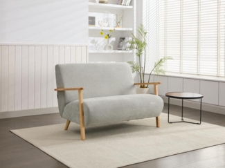 Vente-unique - Sofa 2-Sitzer - Stoff & Holz - Grau - JULOMO