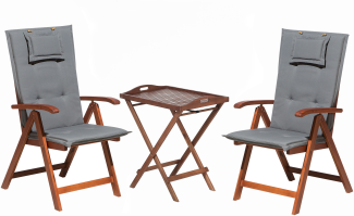 Bistro Set mit Kissen TOSCANA Holz Graphitgrau