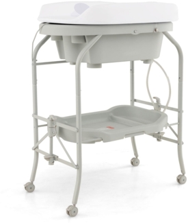 4 in 1 Klappbarer Wickeltisch mit Badewanne tragbare Wickelkommode mit Wickelauflage Hellgrau