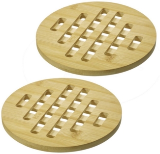 Thiru Topfuntersetzer praktisches 2er Set aus nachhaltigem Bambus, praktisches 2er Set, aus nachhaltigem und nachwachsendem Bambus