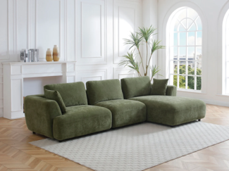 Vente-unique - Ecksofa - Ecke rechts - Stoff - Grün - TINDRALO