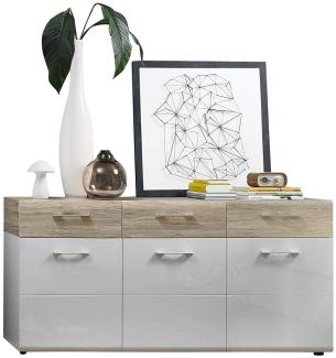 Sideboard 'SPIRIT' weiß Hochglanz Sandeiche