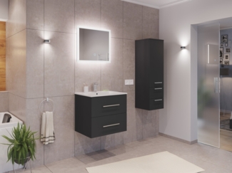 Badmöbel Set Firenze 60 3tlg. LED Spiegel und Seitenschrank grafit : Grafit