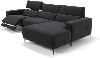 Sofanella Eckcouch TERAMO Ecksofa Wohnlandschaft Stoffsofa in Schwarz S: 260 Breite x 101 Tiefe