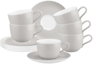 Seltmann Weiden Liberty Pure Colors Kaffeetasse mit Untertasse 260 ml 6er Set New Grey - DS