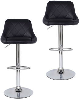 dibea 2er Set Barhocker (Modell 3) mit stufenloser Höhenverstellung, schwarz