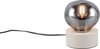 s.Oliver Tischleuchte ANJELLA, On/Off-Touch Tischleuchte exkl 1x E14, warm grey (beige), Ein-/Ausschalter, Leuchtmittel wechselbar, warmweiß - kaltweiß, mit mundgeblasenem Glasschirm in rauchgrau, 18,5 x Ø14,5cm, max 10W