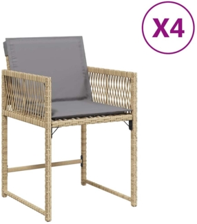 vidaXL Gartenstühle mit Kissen 4 Stk. Beigemischung Poly Rattan 365023