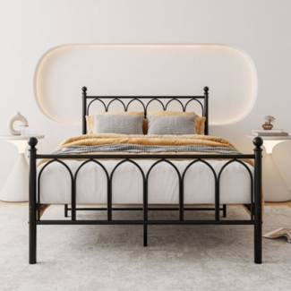OKWISH Metallbett Metallbett Einzelbett Jugendzimmer mit Lattenrost ohne Martatze, 90x200 cm Ohne-Matratze