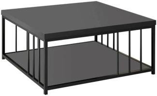 Dmora Wohnzimmertisch Raiden, Niedriger Wohnzimmertisch, Kaffeeregal, Couchtisch für Sofa, 90x90h40 cm, Anthrazit und Schwarz