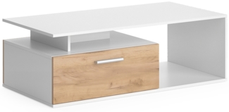 Vicco Couchtisch Weiß/Goldkraft Eiche 118x59 cm, Roland