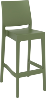 DELUKE® Barhocker MIAMI - Oliv, Kunststoff Barhocker mit Lehne Barstuhl Tresenhocker Tresenstuhl Kneipenhocker Kneipenstuhl
