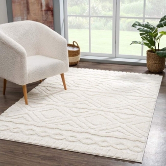 Carpet City Hochflor-Teppich Focus 3382, Boho-Style, rechteckig, Höhe: 20 mm, besonders weich, Hoch Tief Struktur, Wohnzimmer, auch als Läufer