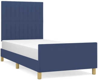 Einzelbett, Polsterbett mit Kopfteil Stoff Blau 100x200 cm