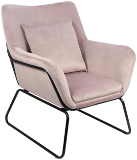 Relaxsessel mit Samtbezug Rose und Metallgestell in Schwarz 68 x 75 x 82 cm