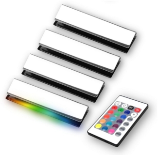 kalb LED Glaskantenbeleuchtung LED RGB Glaskantenbeleuchtung Vitrinenbeleuchtung Clip Glas, 4er Set