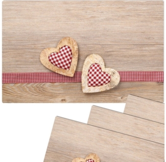 matches21 HOME & HOBBY Platzset Abwaschbare Tischsets 4er Set Landhaus-Stil Herzen, (4-St), Platzsets als Tisch-Untersetzer und Tisch-Deko für Esstisch Teller