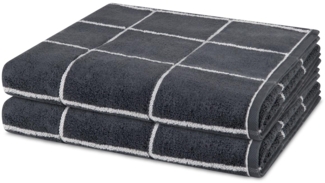 Ross Sensual Skin Karo 2 tlg. Frottier-Set - 2 X Duschtuch (75 X 140cm) - 500 - Anthrazit