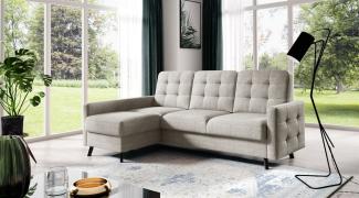 Ecksofa Sofa GARNET Stoff Luis Beige mit Schlaffunktion Ottomane Links