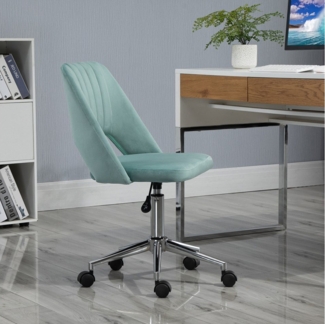 Vinsetto Bürostuhl Schreibtischstuhl ohne Armlehne, mit Samtoptik (drehbar Homeoffice Stuhl, 1 St), Ergonomisch Schminkstuhl für Schlafzimmer, Arbeitszimmer, Grün