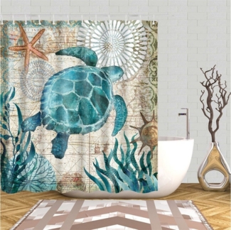 BYSURE Duschvorhang Breite 180 cm (1-tlg), für Badewanne mit 12 Haken