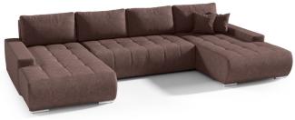 Wohnlandschaft Sofa mit Schlaffunktion VOGAR Stoff Aston Braun