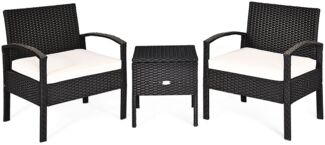 Terrassenmöbel-Set 3 Stück Allwetter-PE-Rattan-Conversation-Set Schwarz