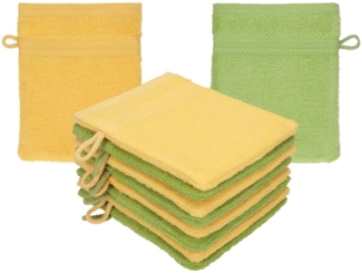 Betz Waschhandschuh 10 Stück Waschhandschuhe Premium 16x21 cm Farbe honiggelb/avocado, (10-St)