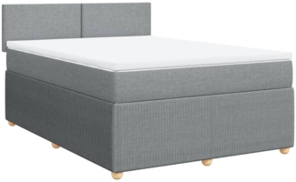 vidaXL Boxspringbett mit Matratze Hellgrau 160x200 cm Stoff 3287500