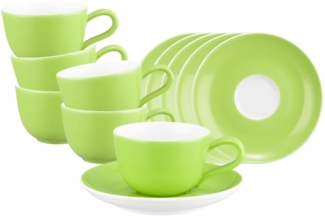 Seltmann Weiden Liberty Pure Colors Espressotasse mit Untertasse 6er Set - Lime Green